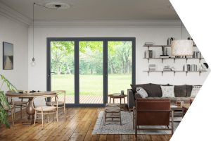 Bifold doors in Fareham with a dark grey frame.